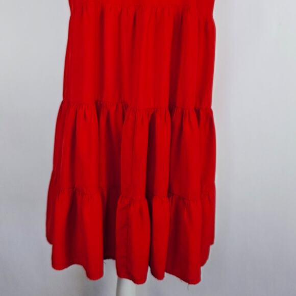 Pinch Tiered Halter Neck Dress Large Red Sleeveless Cottagecore Spring Summer - Picture 7 of 12